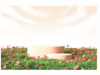 立体春季花朵展台C4D模型