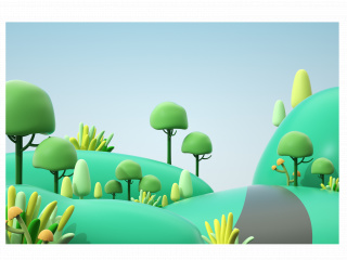立体卡通森林三维场景C4D模型