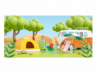 立体夏季旅行汽车帐篷绿色C4D模型