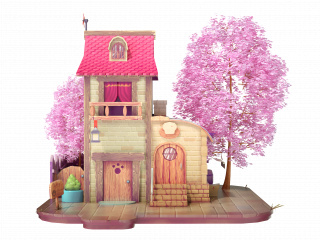 立体建筑房屋树木C4D模型