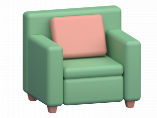立体卡通绿色沙发C4D模型