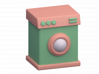 立体卡通绿色洗衣机C4D模型