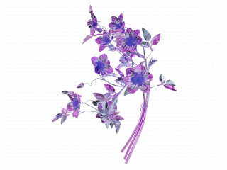 立体紫粉色夏季金属质感花卉C4D模型