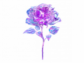立体紫粉色酸性金属风玫瑰花一束C4D模型