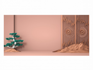 立体中国风松木背景C4D模型