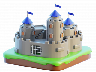 立体卡通城堡建筑古堡C4D模型