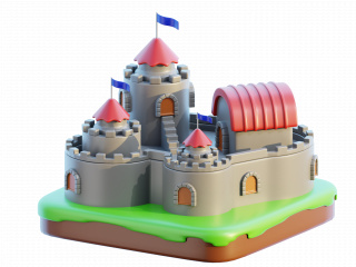 立体卡通城堡建筑古堡C4D模型