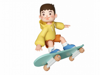 立体教育培训玩滑板男生C4D模型