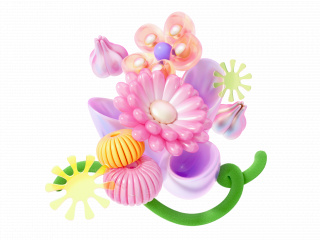立体春季玻璃毛植物花卉C4D模型