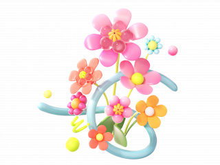立体春季活力植物花卉C4D模型