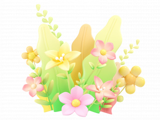 立体春季活力植物花卉C4D模型