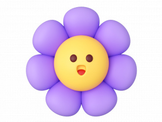 立体紫色表情花朵C4D模型