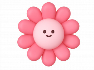 立体粉色拟人花朵C4D模型