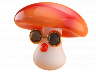 立体卡通拟人蘑菇C4D模型