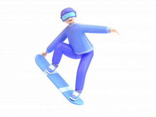 立体滑雪运动卡通人物C4D模型