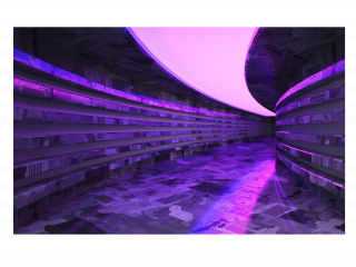 立体未来感紫色灯光空间C4D模型