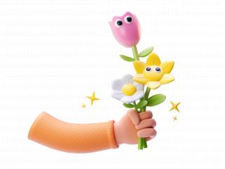 立体情人节送你一朵小花花C4D模型