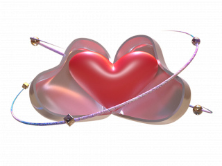 立体光感情人节红色爱心设计C4D模型