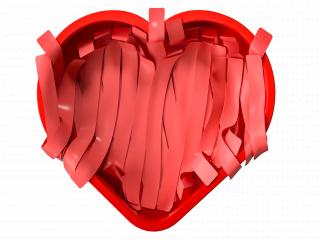 立体情人节红色心形丝带盒C4D模型
