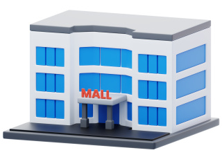 立体卡通蓝色超市小建筑C4D模型