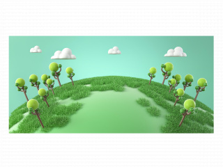 立体卡通绿色气球云彩C4D模型
