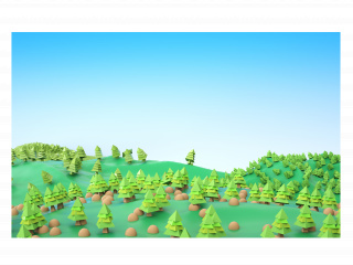 立体绿树春天场景C4D模型