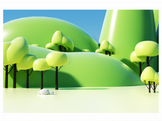立体植树节绿色树木C4D模型