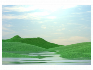 立体绿色春季山水场景C4D模型