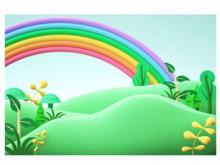 立体春季绿植彩虹场景C4D模型