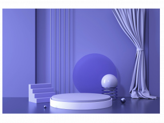 立体流行蓝紫简约展台C4D模型