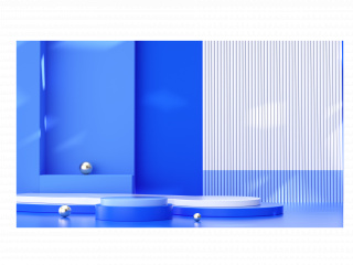 立体极简蓝色光影展台背景C4D模型