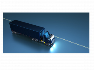立体蓝色载重货车背景C4D模型