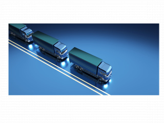 立体蓝色载重货车背景C4D模型