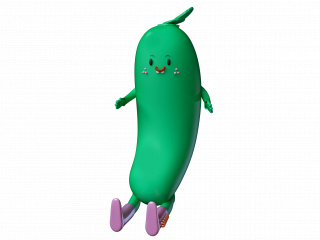 立体拟人蔬菜绿色茄子卡通形象C4D模型