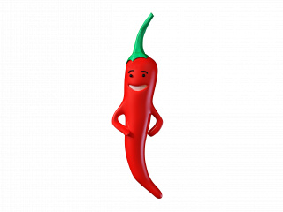 立体拟人蔬菜红辣椒卡通形象C4D模型