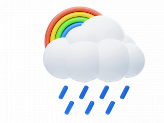 天气立体图标阵雨彩虹C4D模型