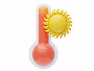 天气立体图标红色温度计太阳C4D模型