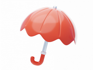 天气立体图标红色雨伞C4D模型