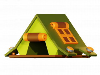 户外露营立体绿色帐篷C4D模型
