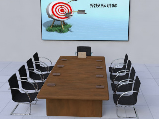 立体会议桌椅投影仪C4D模型