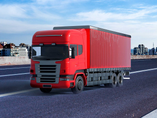 立体交通工具红色大货车C4D模型