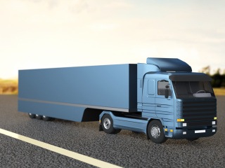 立体蓝色运载卡车背景C4D模型
