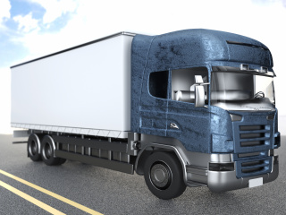 立体运载卡车货车背景C4D模型