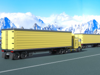 立体黄色运载货车C4D模型