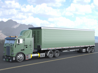立体绿色运载货车C4D模型