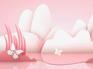 立体粉色春天背景C4D模型