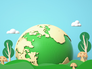 立体绿色地球C4D模型