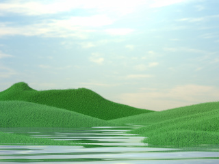 立体绿色春季山水场景C4D模型