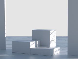 立体白色光影场景C4D模型