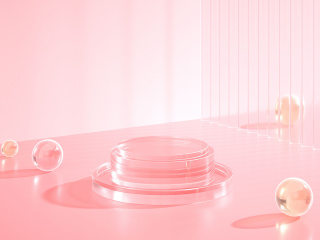立体简约粉色玻璃展台C4D模型